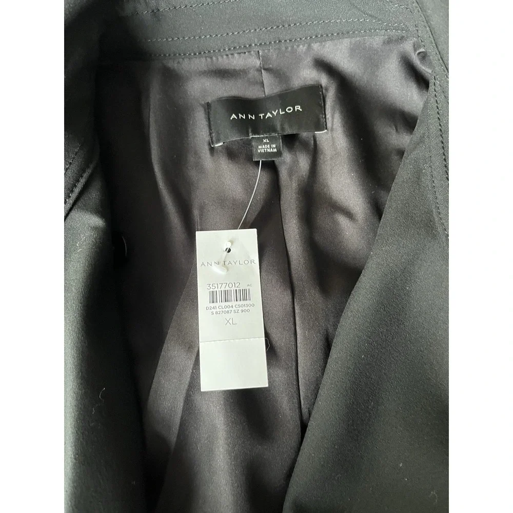 ANN TAYLOR Women's Houndstooth‎ Twill Trend Coat XL Black Beige Pocket Button Up - Picture 16 of 16